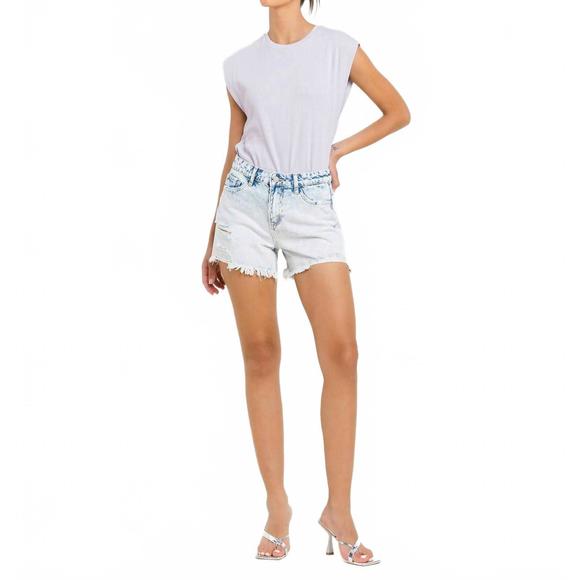 NEW VERVET BY FLYING MONKEY ozzy high rise distressed shorts in light wash - Picture 1 of 6